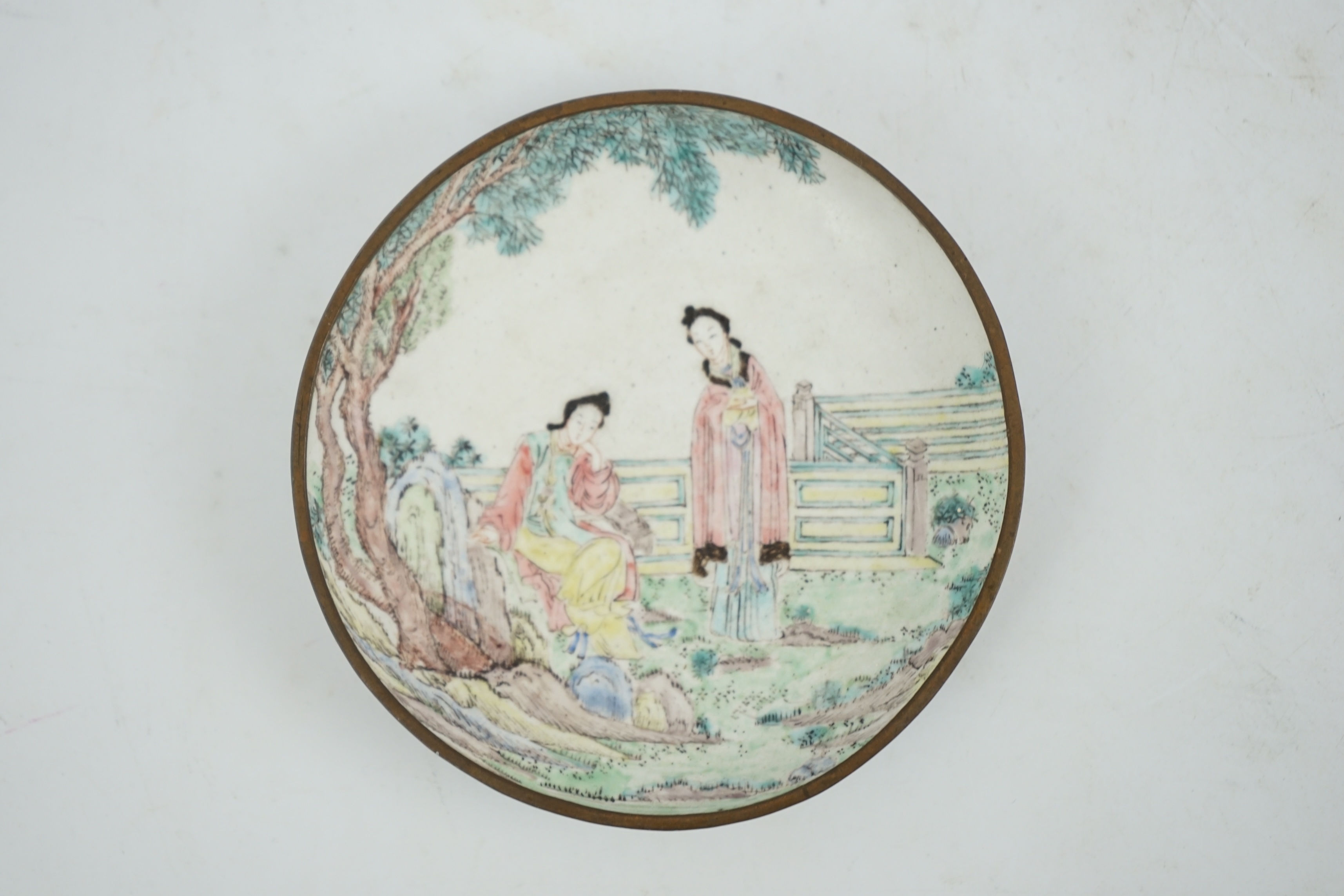 A Chinese Guangzhou enamel saucer dish, 19th century